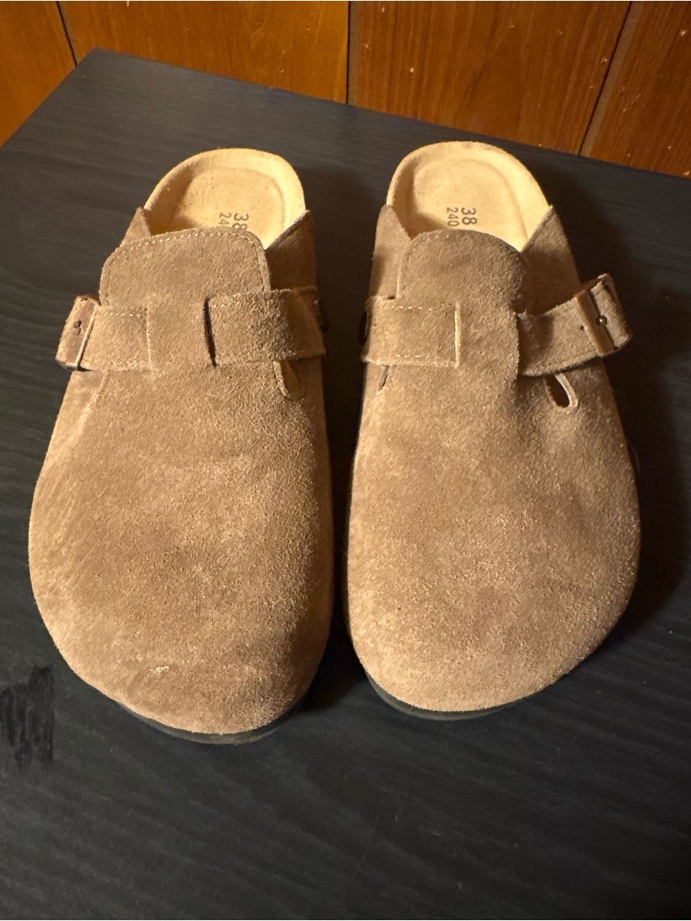 Women's Suede Slip-On Mule in Light Brown